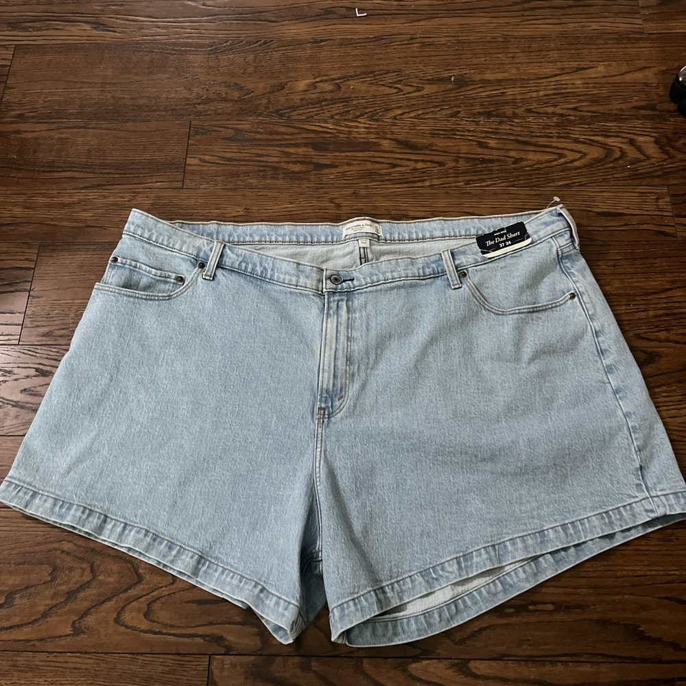 Abercrombie Fitch Womens 37 24 Blue Denim The Dad Short Curve Love High Rise